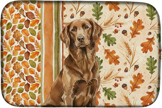 Caroline's Treasures Liver Flat-Coated Retriever Heirloom Fall Dish Drying Mat Absorbent Dish Drying Mat Pad for Kitchen Counter Dish Drainer Mat for Countertop, 14 x 21", Multicolor