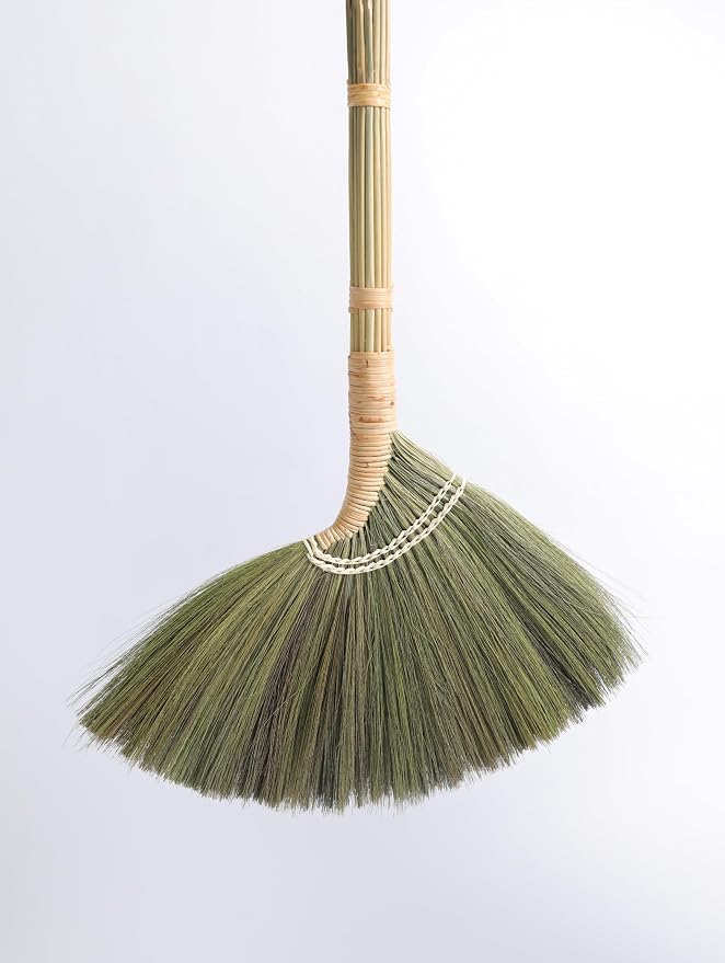 Deluxe Vietnamese Natural Straw Broom /45" Handmade Soft Grass Sweeping Broom for Indoor & Outdoor/Beauty of Nature Collection