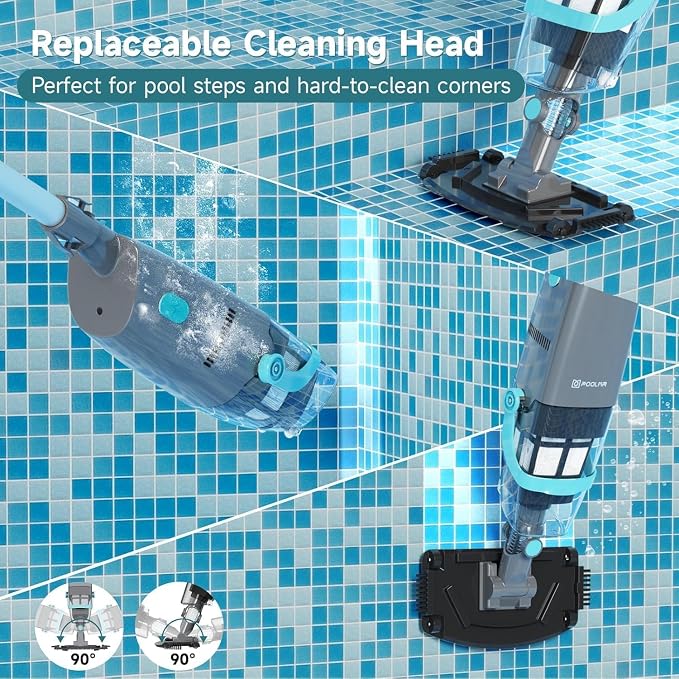 Cordless Handheld Pool Vacuum for Above & Inground Pools, with 20 Gal/Min Suction, 60 Min Runtime, Dual-Phase Cleaning System,65in Telescopic Pole, for Spas & Hot Tubs, Jet Black(New Version)
