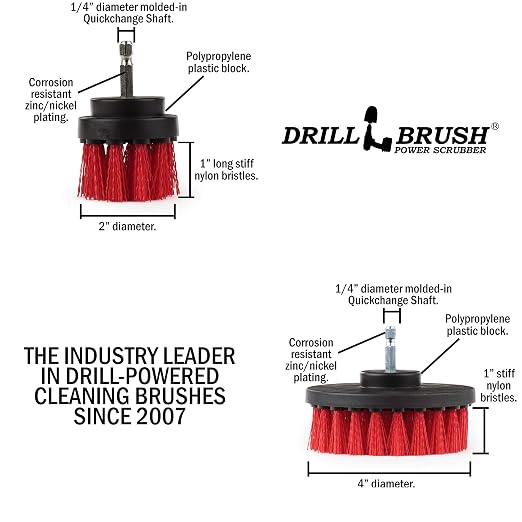 Drill Brush Outdoor Cleaning Attachment - Headstone Cleaning and Restoration - Concrete Stain Remover - Outdoor Garden Scrubber - Porch and Patio Scrubbing Tools - Garden Equipment - Stiff Brush Clean