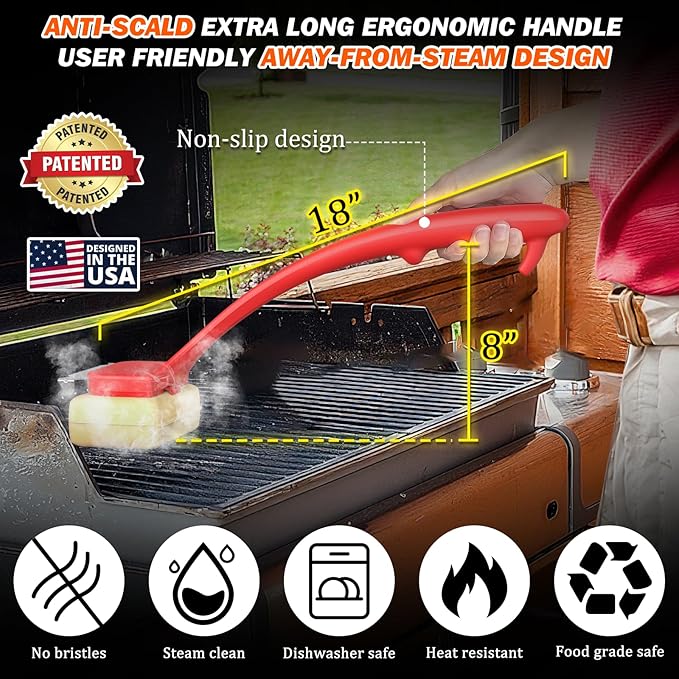 Grill Brush Bristle Free & Replacable Cleaning Head (Bundle)