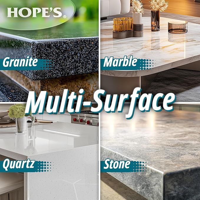 HOPE'S Perfect Quartz Countertop Cleaner, No Hazy Residue, Streak-Free, Safe on Food Contact Surfaces, Fragrance-Free, Sunscreen-Free, Counter Cleaner for All Brands of Quartz, 23 Fl Oz, Pack of 12