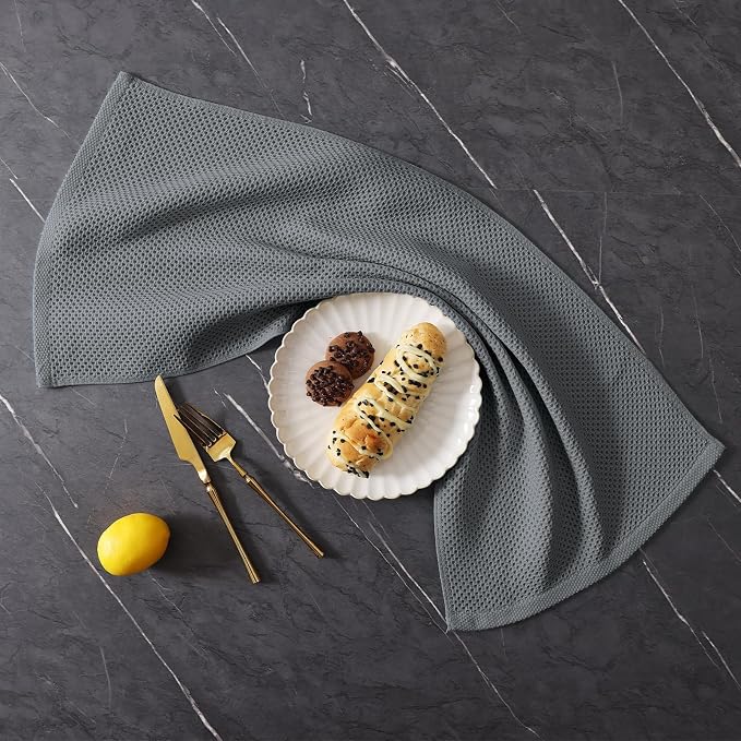 Homaxy 100% Cotton Kitchen Towels and Dishcloths Set, 12 x 12 Inches and 13 x 28 Inches, Set of 10 Bulk Kitchen Towels Set, Ultra Soft Absorbent Dish Cloths for Washing Dishes, Grey