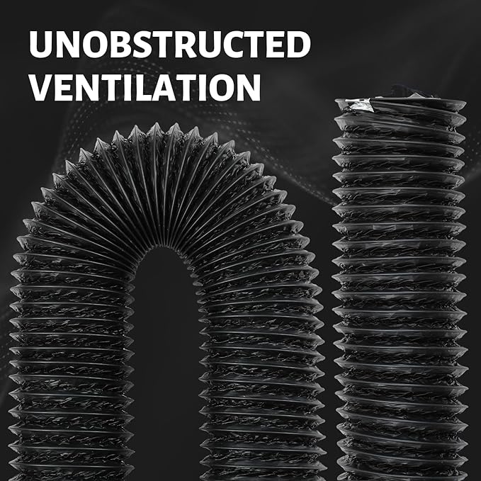 Zonon Dryer Vent Hose 4 Inch x 100 Feet Flexible Aluminum Foil Ducting Non Insulated with Stainless Steel Clamps and Aluminum Tape for Pipe, HVAC Heating Cooling Ventilation and Exhaust(Black)
