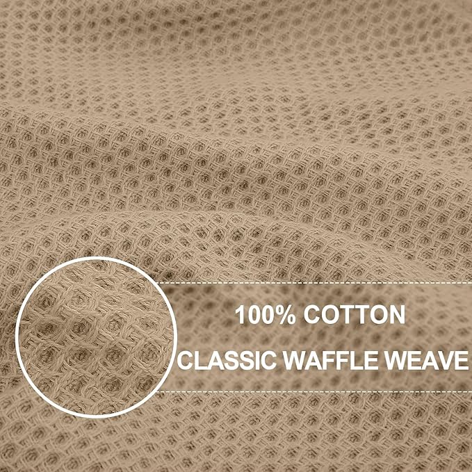 Homaxy 100% Cotton Oversized Waffle Weave Kitchen Dish Towels, Ultra Soft Absorbent Quick Drying Cleaning Towel, 20x28 Inches, 8-Pack, Tan