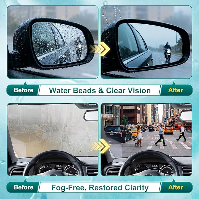 Anti-Fog and Rain-Repellent Spray Kit – Fast-Acting Defogger and Waterproof Spray for Clear Vision, Easy Spray for Car Windshields, Windows, Mirrors, Glasses, Goggles and Helmets (2-Pack)