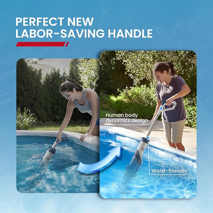 ENHULK Pro Cordless Pool Vacuum - 18.5 GPM Powerful Suction, 70min Runtime & 13.4" Wide Head, XL Capacity Handheld Rechargeable Pool Cleaner for Inground/Above Ground Pools with Telescopic Pole, PC18