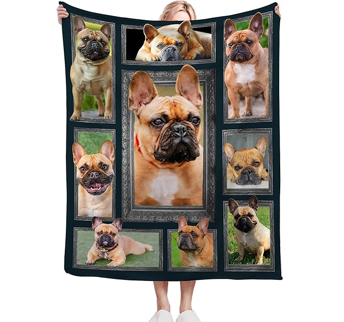 French Bulldog Gifts & Decor: Cute Dog Throw Blanket - Soft, Warm, Cozy Fleece for Couch, Sofa, Bed - 80"x60"