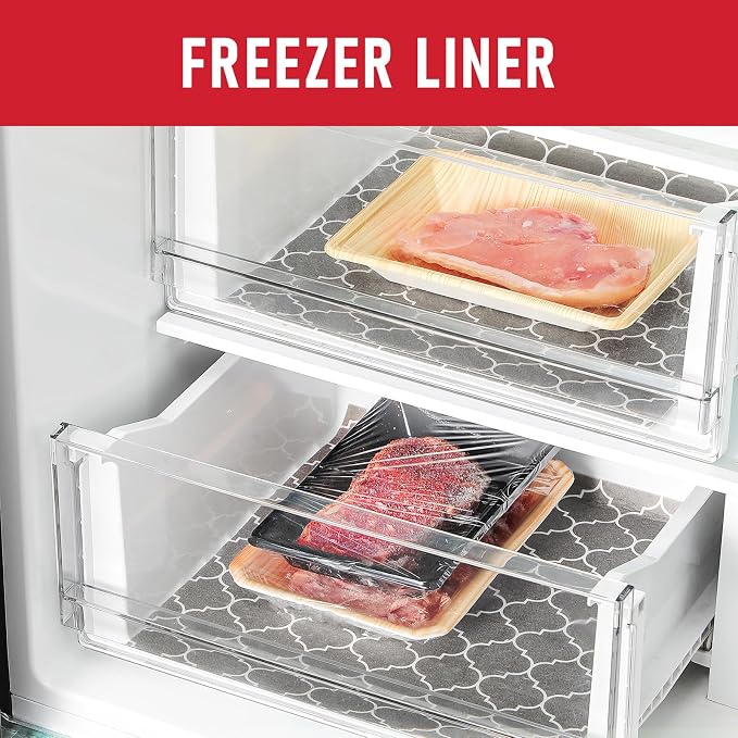 Cooyes Refrigerator Liners, Non-Slip Fridge Liners Washable, Absorbent Refrigerator Shelf Liner for Kitchen Cabinets, Non-Adhesive Refrigerator Mats Fridge bin Liners 12" x 360", Gray