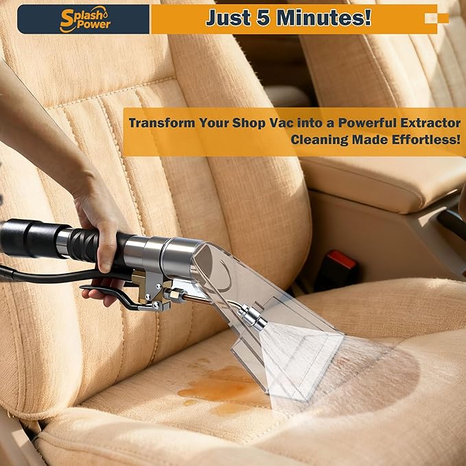 Universal Fit Any Existing Shop Vac Hose Extractor Kit Better Attachment Wet-dry Vacuums with 2-1/2" 1-7/8" 1-1/4" Adapter for Carpet Cleaning, Upholstery & Auto Detailing