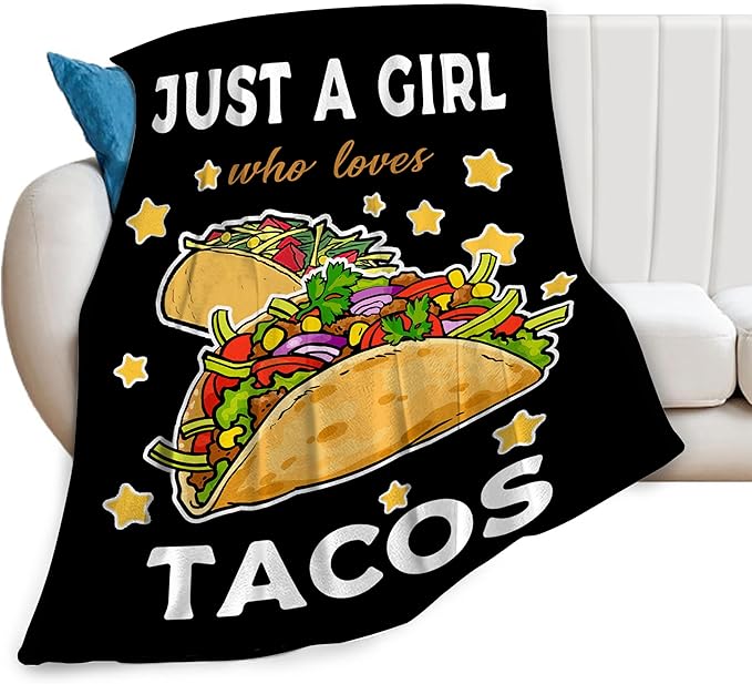 Taco Blanket for Girls Just Girl Who Loves Tacos Throw Blanket Soft Cozy Warm Fuzzy Fleece Tacos Food Bedroom Decor Blanket Gifts for Kids Women Men Adults Couch Sofa Bedding 60"X50"
