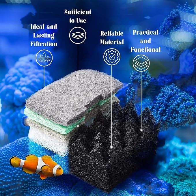 Threlaco 52 Pcs Replacement Filter Media Kit Compatible with Fluval 306/307 Aquarium Filters, Include Three Bio Sponge, Ammonia/Phosphate/Nitrite Remover, Towel and Grease