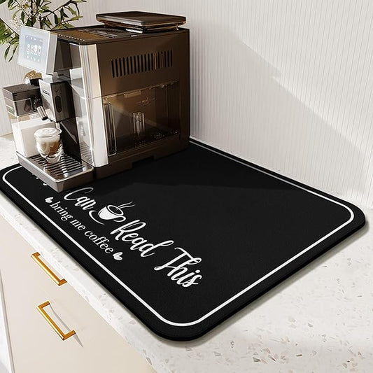 Coffee Bar Mat for Countertops 23inx15in,Absorbent Hide Stain Anti-Slip Cafe Bar Accessories Fit Under Coffee Machine Mat,Dish Drying mats for Kitchen Counter