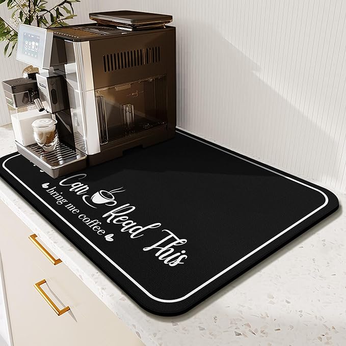 Coffee Bar Mat for Countertops 18inx24in,Absorbent Hide Stain Anti-Slip Cafe Bar Accessories Fit Under Coffee Machine Mat,Dish Drying mats for Kitchen