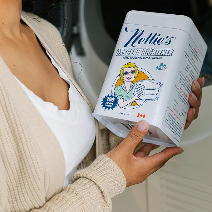 Nellie's Oxygen Brightener Powder Tin (100 Loads), 3.75 Pounds (Pack of 2)- Removes Tough Stains, Dirt and Grime