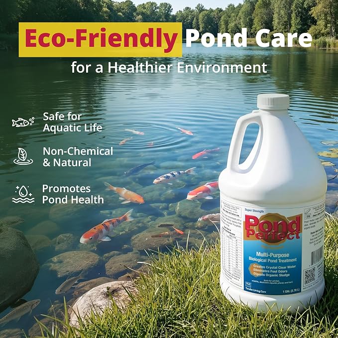 PondPerfect Pond Bacteria - Natural Treatment for Ponds – Liquid Formula for Pond Maintenance – Pond Cleaner for Outdoor Ponds - Safe for Fish & Koi – Easy Dosing – 32 oz (946 ml) for up to 25000 gal