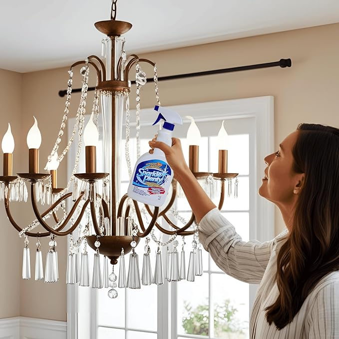 Sparkle Plenty Chandelier Cleaner Drip Dry Spray No Wipe for Dust, 32 oz | Instant Shine Glass Cleaner Spray, Easy Streak Free All Purpose Duster Spray for Cleaning Crystals, Chandeliers, Collectibles
