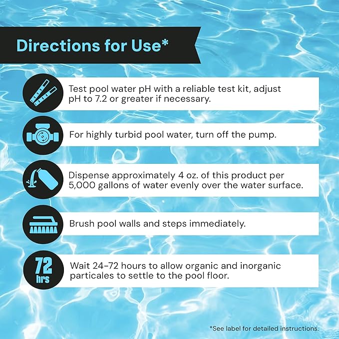Swimming Pool Flocculant for Pool Cleaning - Extra Strength Pool Flocculent Kit Acts as a Swimming Pool Water Clarifier Liquid - Fast Acting Pool Treatment | AquaDoc Pool Flocculent 32oz