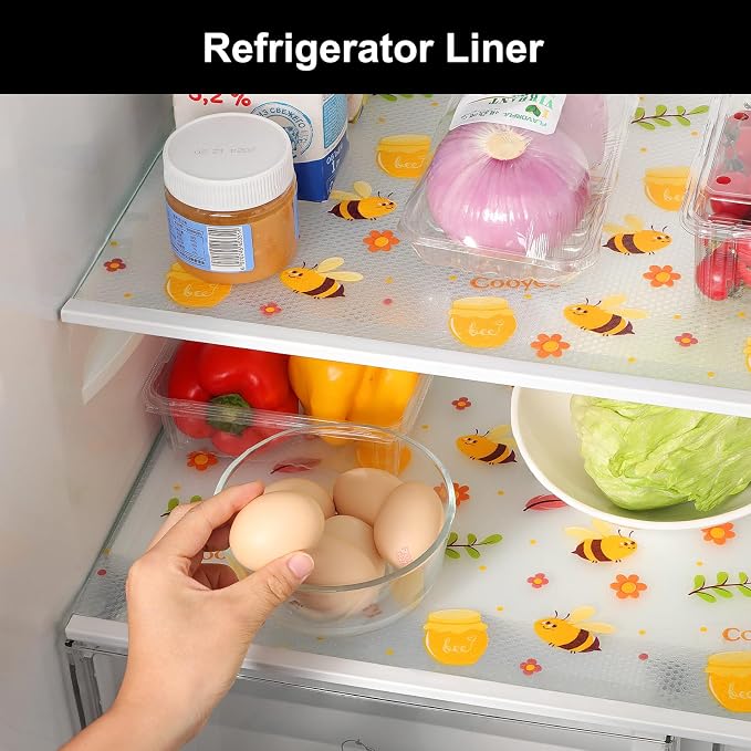 Cooyes Shelf Liner – Non-Slip Cabinet & Drawer Liner for Kitchen – Non-Adhesive Waterproof Shelf Paper with Modern Pattern – Durable EVA Cabinet Mat – Easy to Cut (Amber,11.8" W x 360" L)