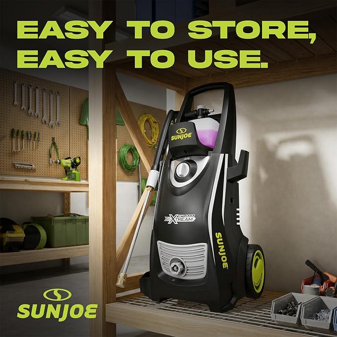 Sun Joe SPX3000-XT1 XTREAM 2,500 PSI Pressure Washer with 14.9A Motor, Includes 4 Quick-Connect Nozzles, High-Pressure Hose, Garden Hose Adapter, and 35-Foot Power Cord