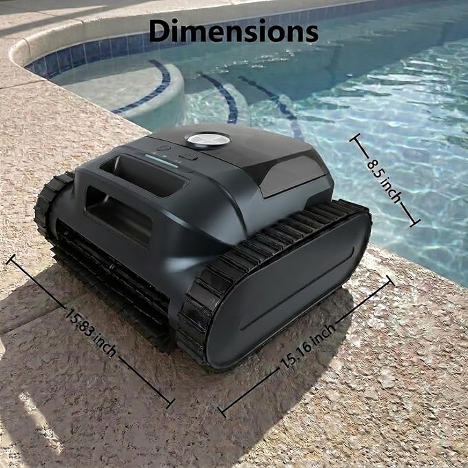 Cordless Robotic Pool Vacuum Cleaner, Intelligent Route Planning, Wall & Waterline Climbing, 120-Min Runtime, for Above Ground/Inground Pools up to 2000 sq. ft, APP Support,White