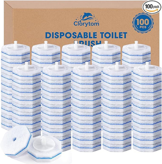 100 Pcs Disposable Toilet Cleaner Refill Pads, Universal Toilet Bowl Brush Replacement Heads, Durable Deep Cleaning Refills, Fresh Scent Bathroom Cleaning Supplies