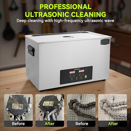 Commercial Ultrasonic Cleaner, ECO Mode, Heating, Degas Mode, ECO Energy-Saving Ultrasonic Cleaning Machine Excellent for Labs,Carburetor,Jewelry,Dentures,Automotive & Industrial Parts. (30L)