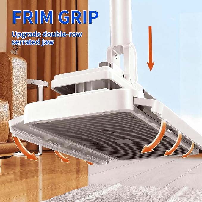 Press Grip Mini Clip Mop with 39' Handle — Zero-Touch Gap Cleaner & Locking Head, Includes 5 Reusable Cloths for Multi-Surface Cleaning (39 in mini dust mop)