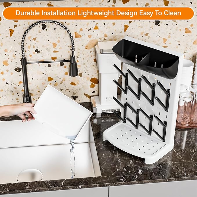 SuoXing Vertical Baby Bottle Drying Rack with Brush- Hold 16 Bottles - Large Breast Pump,Bottle Dryer Rack for Kitchen Countertop,Space Saving Bottle Stand Holder for Pacifiers,Pump Accessories,Black