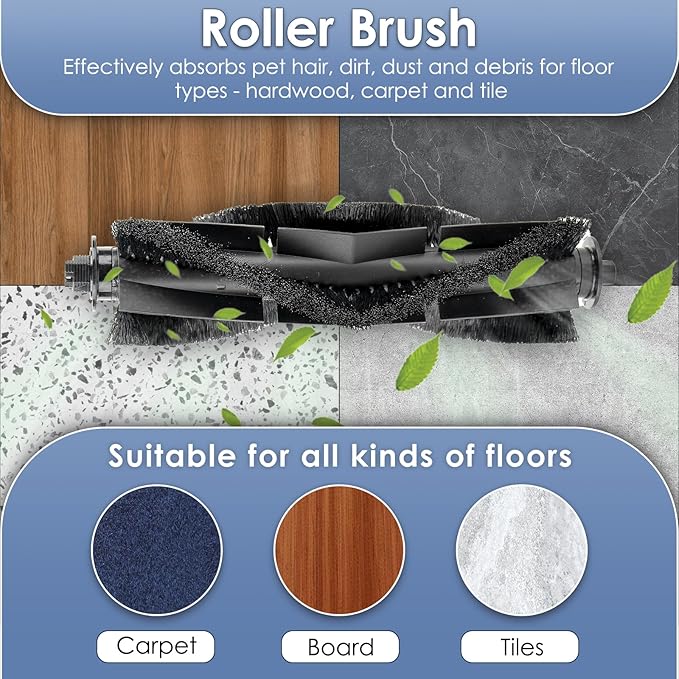 (25 Pack) L8000 Plus Replacement Parts Compatible with Tikom L8000 Plus Robot Vacuum Cleaner, 2 Roller Brushes, 8 Side Brushes, 5 HEPA Filters, 5 Dust Bags, 5 Mop Pads, Accessories Kit