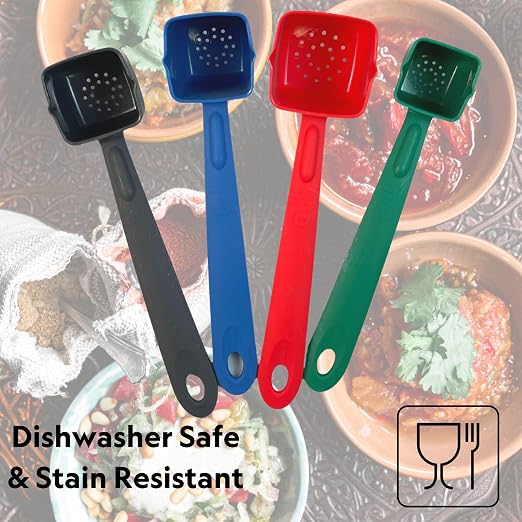 Cook's Rite-Size Set of 4 Square Perforated Portion Control Utensils, Copolymer Plastic Heat Resistant Professional Cooking Spoons