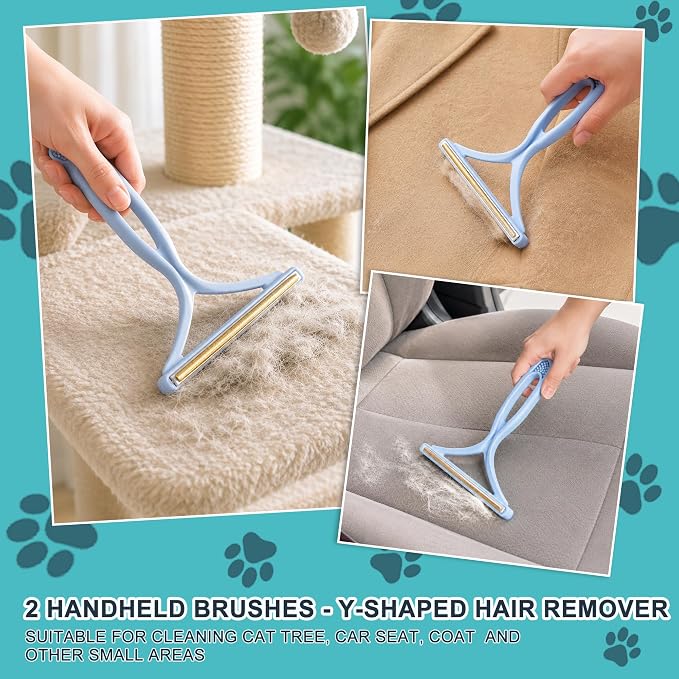 Carpet Rake for Pet Hair Removal Tool, Cat & Dog Pet Hair Remover Broom with 54” Adjustable Long Handle, Reusable Carpet Brush Rake for Rugs, Mats, Couch, Furniture