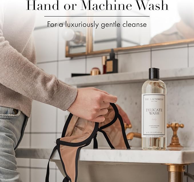 The Laundress Delicate Wash Luxury Liquid Laundry Detergent, 31 Loads, Concentrated Washing Detergent, Lady Scent, Enzyme-Free Hand or Machine Wash Laundry Soap for Silk, Linen, Lingerie & More