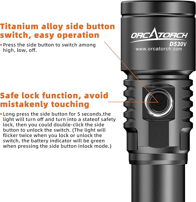 ORCATORCH D530V 1200 Lumens Underwater Video Light, 120° Super Wide Beam Dive Flashlight, 2 Modes with ZJ18 Ball Joint, IP68 Waterproof (150m) for Scuba Diving Photography/Videography