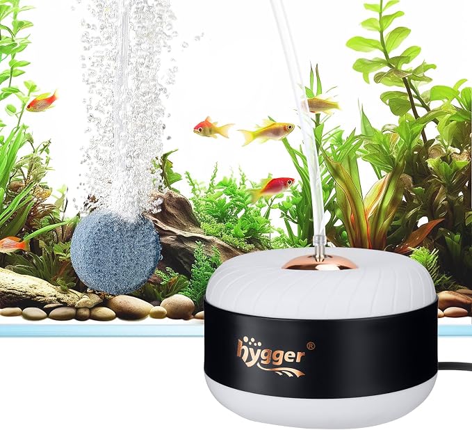 hygger 3W/8W Aquarium Air Pump, Powerful 50GPH/140GPH Adjustable Fish Tank Aerator, Ultra Quiet Oxygen Pump Aquarium Bubbler with Accessories for up to 300 Gallon Tank