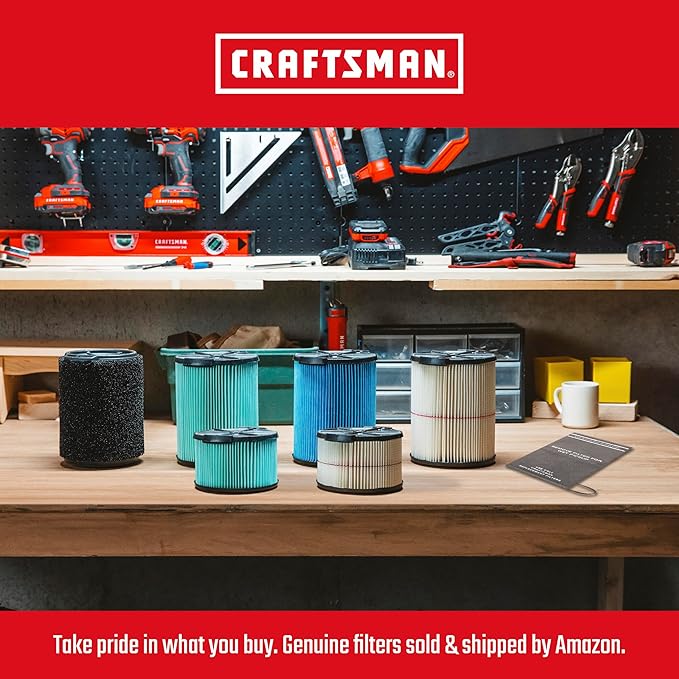 CRAFTSMAN CMXEVBE17250 2.5 Gallon 2.5 Peak HP Wet Dry Vac, Portable Shop Vacuum Wet and Dry with Filter Bag, Hose and Attachments for Cleaning in the Home