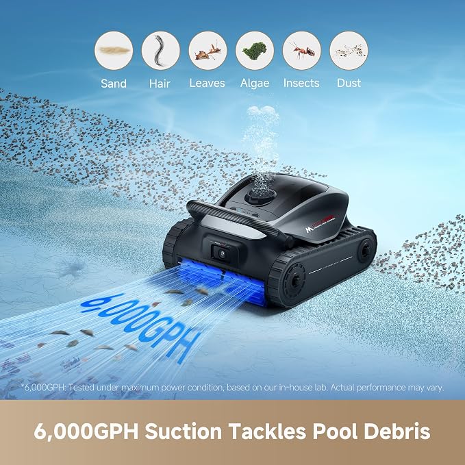 MOVA Diver A10 Cordless Robotic Pool Vacuum Cleaner with Fine Filter, 240min Runtime, Wall Climbing & Double-Pass Waterline Scrubbing, AI-Powered Edge Cleaning & Path Planning, Auto Parking, 8 Modes