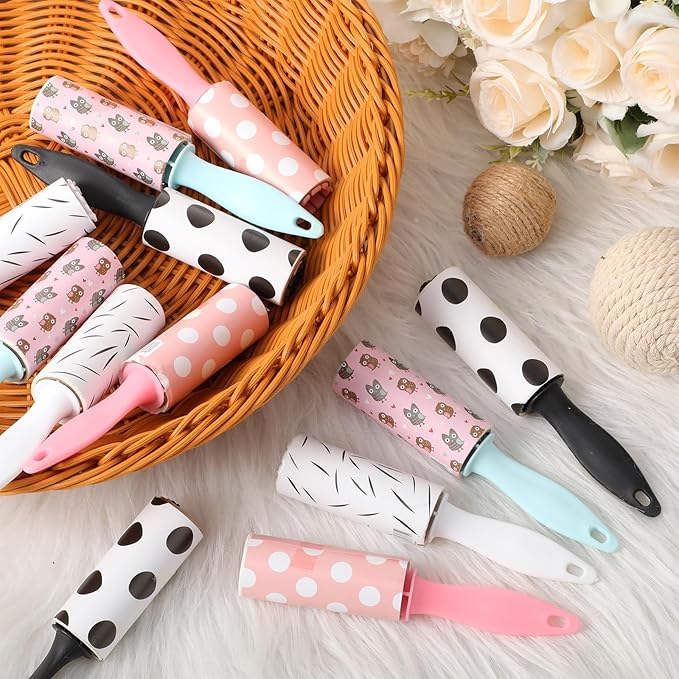Hushee 48 Pcs Mini Lint Rollers for Pet Travel Size Clothes Roller Hair Lint Removers Sticky Tool for Clothes, Gift Bags, Pet Hair Removal