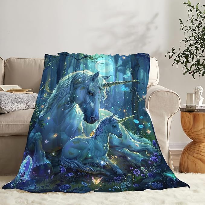 Tijuboni Unicorn Throw Blanket Unicorn Gifts for Girls Women Boys Men Kids Adults Soft Flannel Fleece Blanket for Couch Sofa Bed Home Decor 60"x80"