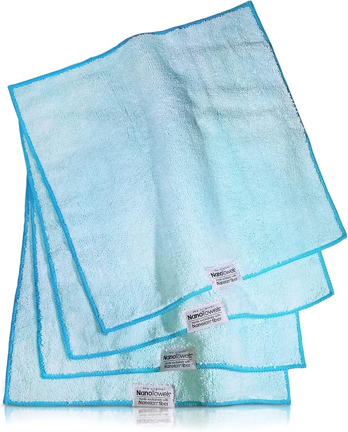 Nano Towels - The Amazing Eco Cloth that Cleans Virtually Any Surface with Only Water. No More Paper Towels Or Toxic Chemicals. 4-Pack (14x14, Seashore Teal)