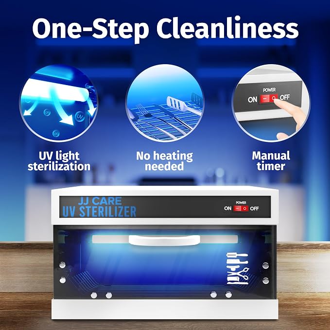 UV Sanitizer Cabinet – 8L Capacity, Manual Timer, Professional Tabletop UV Sanitizer Cabinet for Salon, Spa, Office & Home Use, 99% Sanitization Efficiency