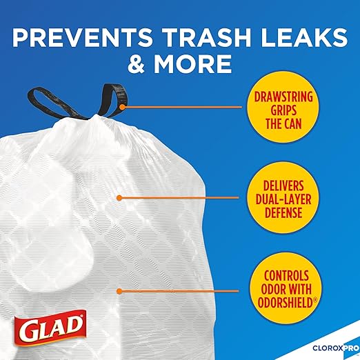 CloroxPro Glad ForceFlex 13 Gallon Tall Kitchen Drawstring Trash Bags, 100 Count and Pine-Sol Multi-Surface, All-Purpose Cleaner, 2x Concentrated Formula, Lemon Fresh, 80 Fl Oz (Package May Vary)