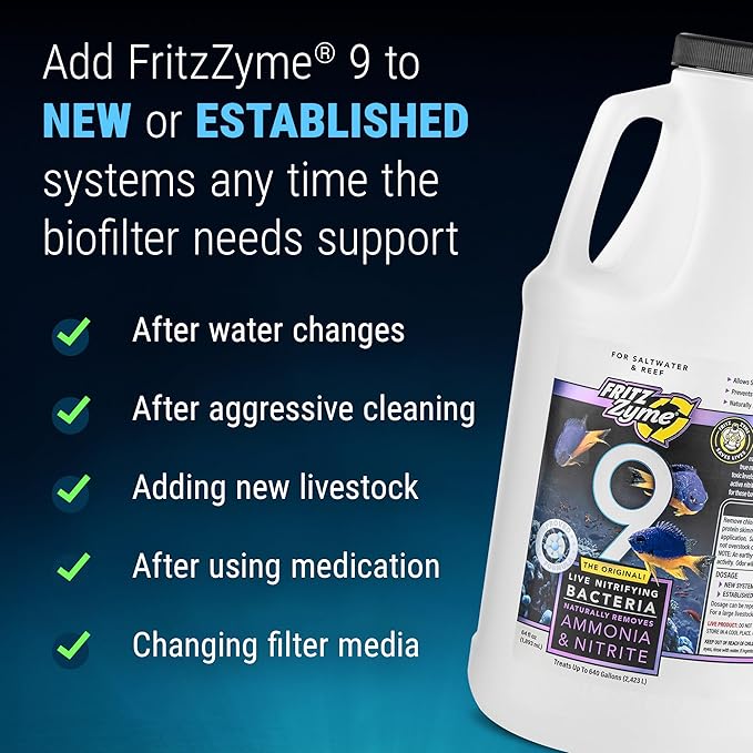 Fritz Aquatics FritzZyme 9 Live Nitrifying Bacteria Naturally Removes Amonia & Nitrite for Saltwater Fish (64-Ounce)