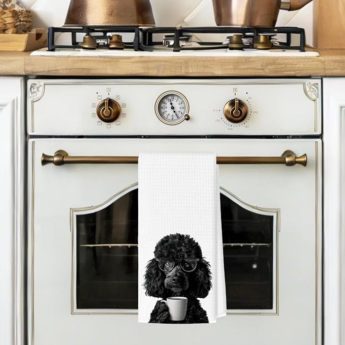 Funny Labradoodle Kitchen Towels, Dog Kitchen Accessories, Dog Chef Gifts for Women Decorative Hand Towels for Kitchen Decor, Coffee Lovers Gifts Dish Tea Towel, 16x24 Inch