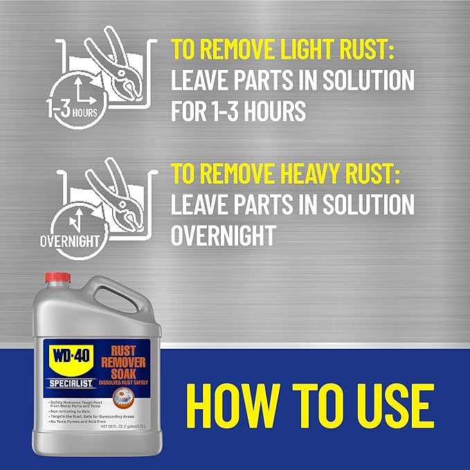 WD-40 Specialist Rust Remover Soak, One Gallon [4-Pack]