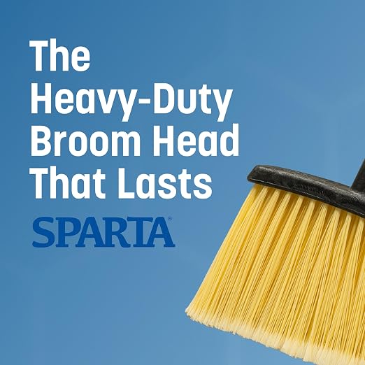 Sparta Duo-Sweep Flagged Angle Broom Head with Frayed Bristles, Heavy Duty Broom Head for Sweeping Fine Dust and Debris, 12" Long, 1 Count, Natural