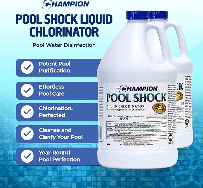 Champion Pool Shock Liquid Chlorinator for Pool Water Disinfection (4 Pack)