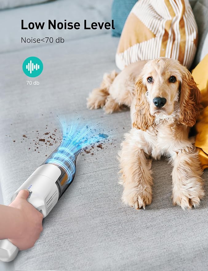 Handheld Vacuum Cordless, 24KPA Powerful Car Vacuum, Rechargeable, Charging Dock, Ergonomic Handle, 2-in-1 Crevice Tool, 1.8lb Portable Vacuum Cleaner with 2-Speed for Car, Home