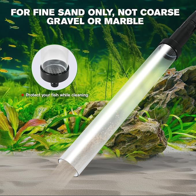 Aquarium Siphon Vacuum Gravel Cleaner Kit for Fish Tank Cleaning Gravel & Sand, Fish Tank Water Changer Metal Faucet Connector with Long Hose Drain & Fill（32ft）
