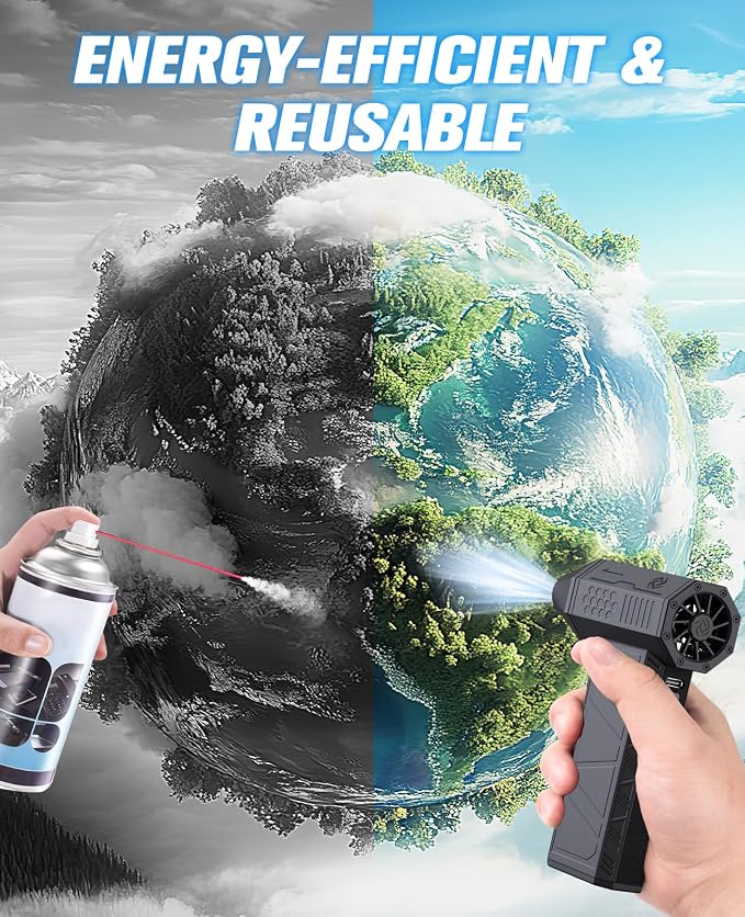 Electric Air Duster 3 Gear Adjustable & Rechargeable Outdoor Mini Turbo Snow Blower Cordless 110000 RPM Super Power Turbo Violent Fan Hand Air Dust Blower for Computer Keyboard House Cleaning